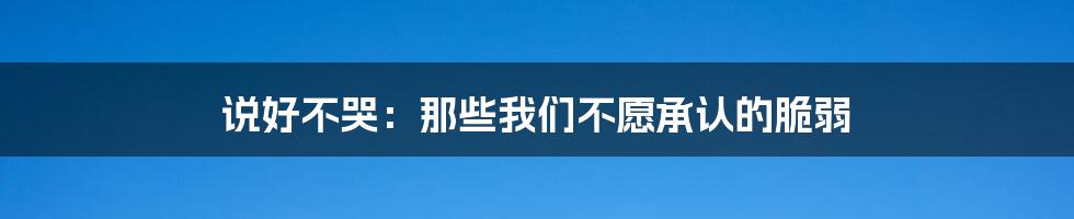 说好不哭:那些我们不愿承认的脆弱