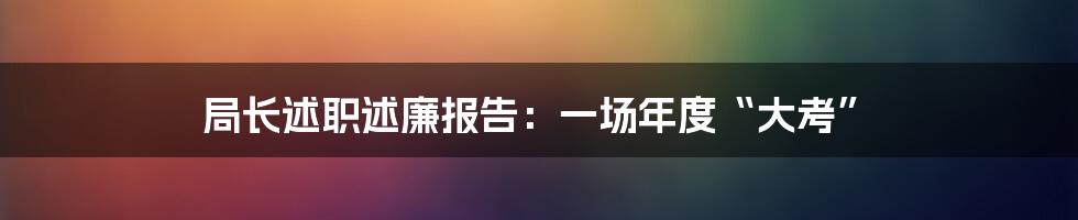 局长述职述廉报告:一场年度“大考”