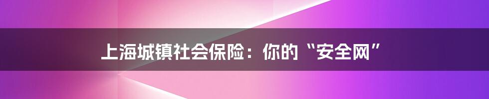 上海城镇社会保险:你的“安全网”