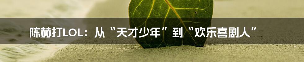 陈赫打LOL:从“天才少年”到“欢乐喜剧人”