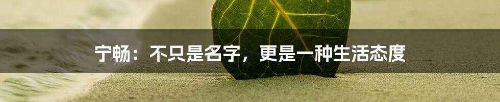 宁畅:不只是名字,更是一种生活态度