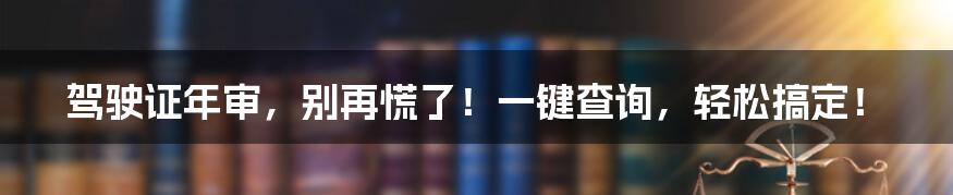 驾驶证年审,别再慌了!一键查询,轻松搞定!