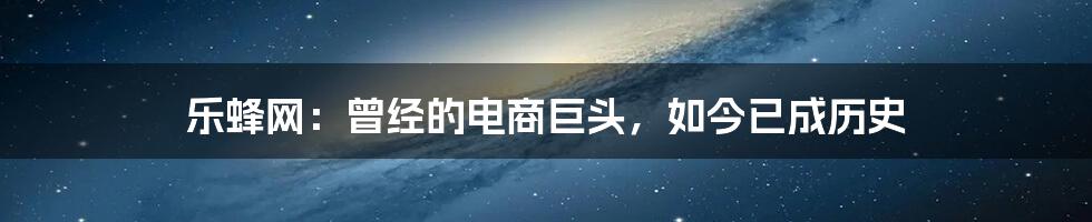 乐蜂网：曾经的电商巨头，如今已成历史