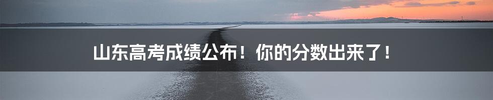 山东高考成绩公布!你的分数出来了!
