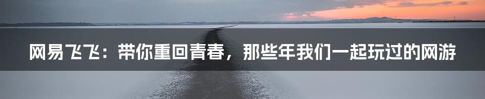 网易飞飞:带你重回青春,那些年我们一起玩过的网游