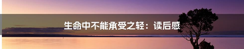 生命中不能承受之轻:读后感