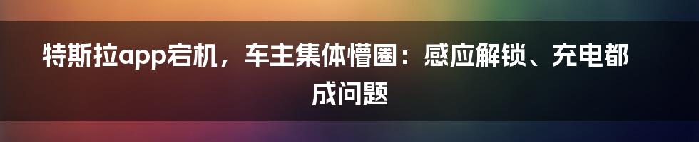 特斯拉app宕机,车主集体懵圈:感应解锁、充电都成问题