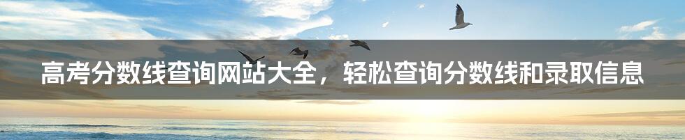 高考分数线查询网站大全,轻松查询分数线和录取信息
