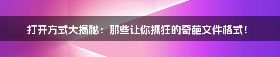 打开方式大揭秘:那些让你抓狂的奇葩文件格式!
