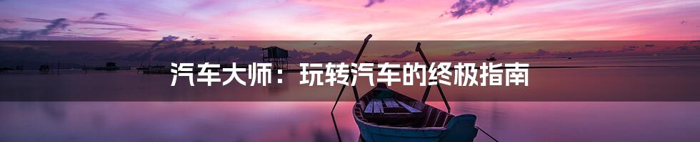 汽车大师:玩转汽车的终极指南