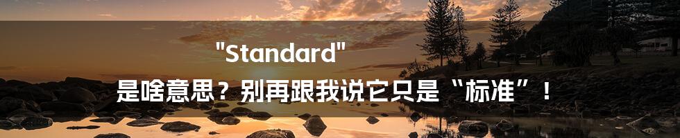 "Standard" 是啥意思?别再跟我说它只是“标准”!