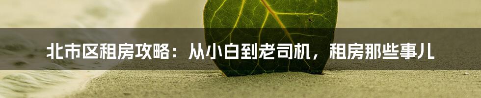 北市区租房攻略:从小白到老司机,租房那些事儿
