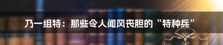 乃一组特:那些令人闻风丧胆的“特种兵”