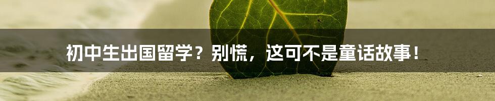 初中生出国留学?别慌,这可不是童话故事!