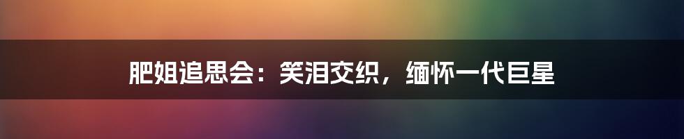 肥姐追思会:笑泪交织,缅怀一代巨星