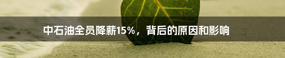 中石油全员降薪15%,背后的原因和影响