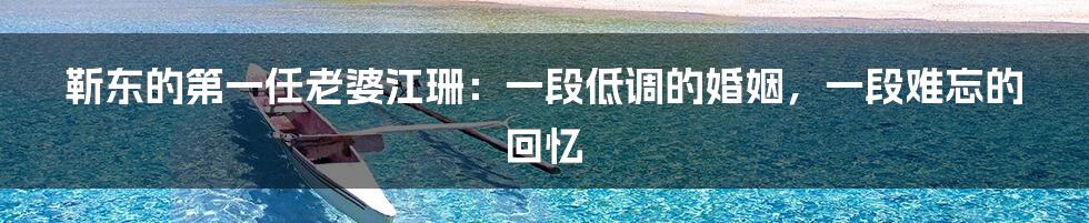 靳东的第一任老婆江珊:一段低调的婚姻,一段难忘的回忆