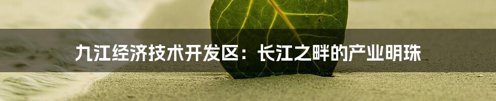 九江经济技术开发区:长江之畔的产业明珠