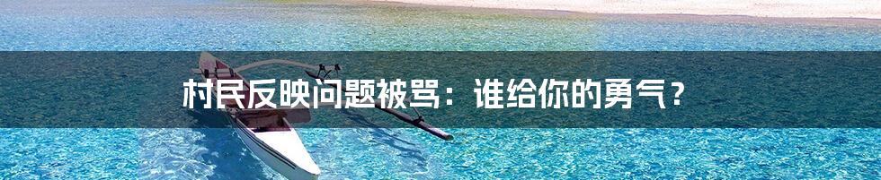 村民反映问题被骂:谁给你的勇气?