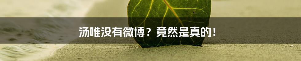 汤唯没有微博?竟然是真的!