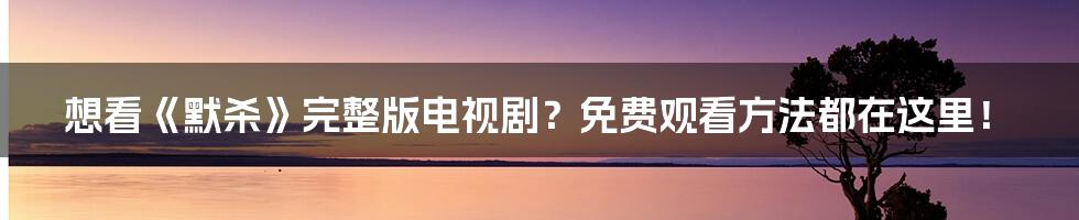 想看《默杀》完整版电视剧?免费观看方法都在这里!