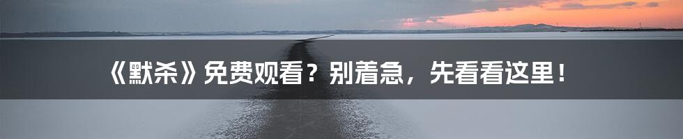 《默杀》免费观看?别着急,先看看这里!