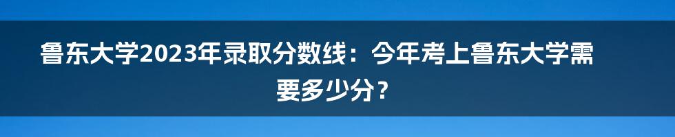 鲁东大学2023年录取分数线:今年考上鲁东大学需要多少分?