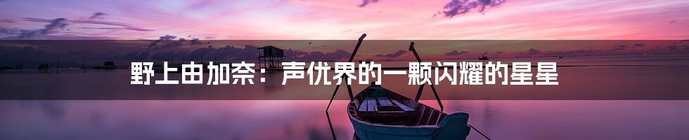 野上由加奈:声优界的一颗闪耀的星星
