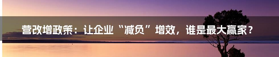 营改增政策:让企业“减负”增效,谁是最大赢家?