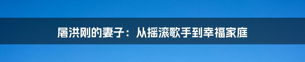 屠洪刚的妻子:从摇滚歌手到幸福家庭