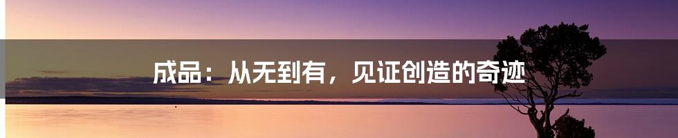 成品:从无到有,见证创造的奇迹