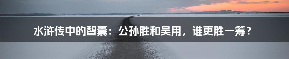 水浒传中的智囊:公孙胜和吴用,谁更胜一筹?