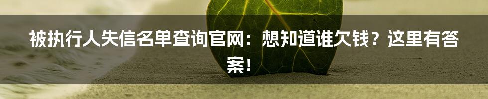 被执行人失信名单查询官网:想知道谁欠钱?这里有答案!