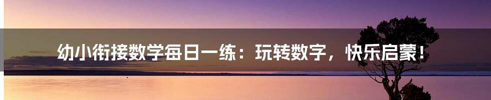 幼小衔接数学每日一练:玩转数字,快乐启蒙!