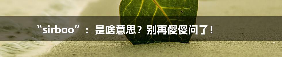 “sirbao”:是啥意思?别再傻傻问了!