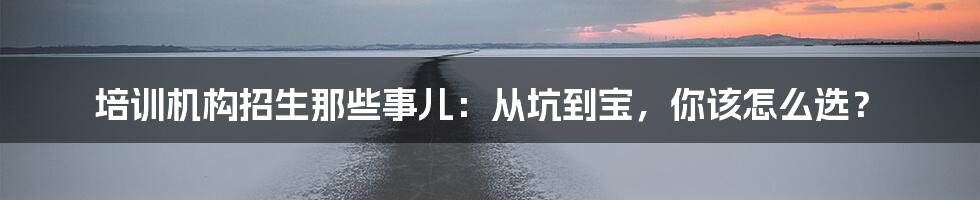 培训机构招生那些事儿:从坑到宝,你该怎么选?