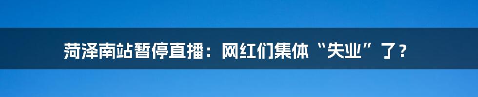 菏泽南站暂停直播:网红们集体“失业”了?