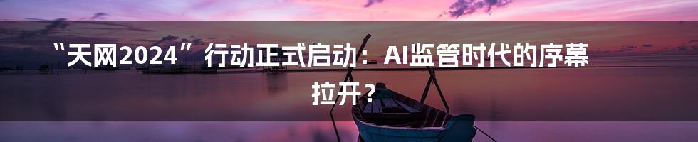 “天网2024”行动正式启动:AI监管时代的序幕拉开?