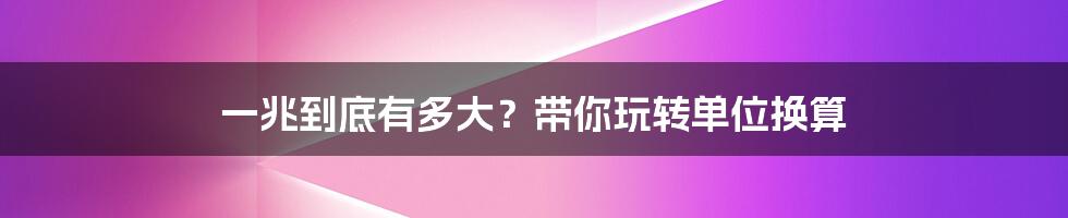 一兆到底有多大?带你玩转单位换算