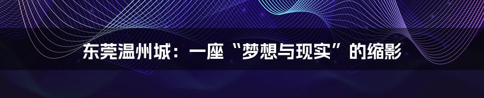 东莞温州城:一座“梦想与现实”的缩影