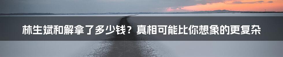 林生斌和解拿了多少钱?真相可能比你想象的更复杂