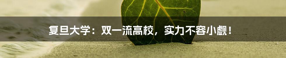 复旦大学:双一流高校,实力不容小觑!