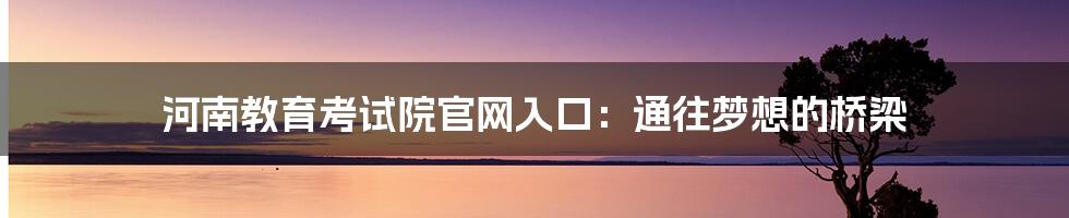 河南教育考试院官网入口：通往梦想的桥梁