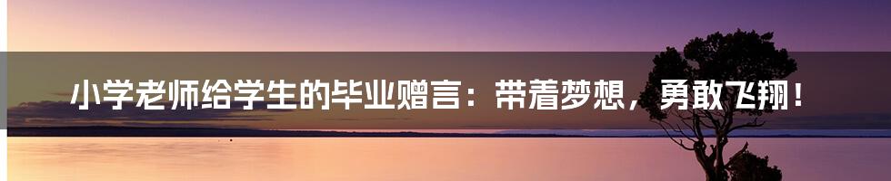 小学老师给学生的毕业赠言:带着梦想,勇敢飞翔!