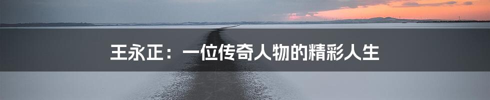王永正:一位传奇人物的精彩人生