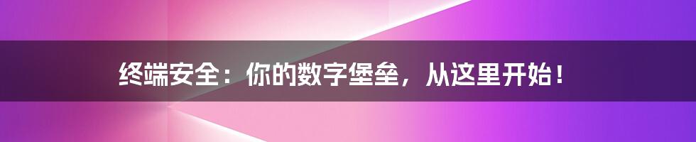 终端安全:你的数字堡垒,从这里开始!