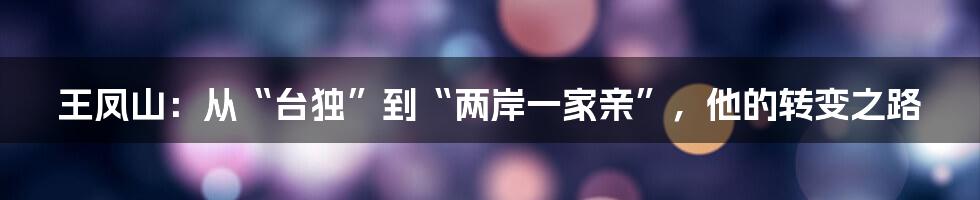 王凤山:从“台独”到“两岸一家亲”,他的转变之路