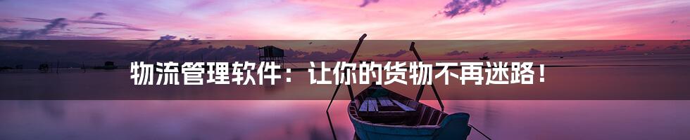 物流管理软件:让你的货物不再迷路!