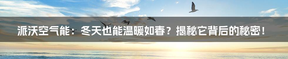 派沃空气能:冬天也能温暖如春?揭秘它背后的秘密!