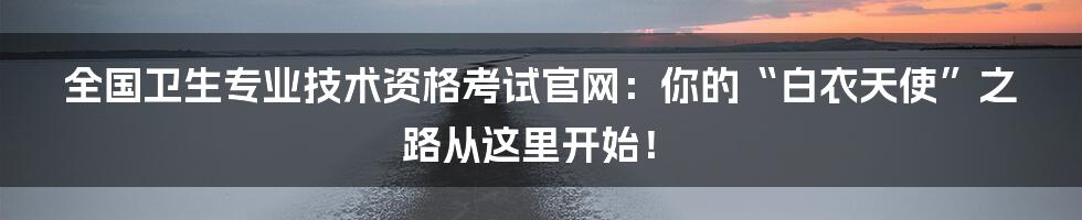 全国卫生专业技术资格考试官网:你的“白衣天使”之路从这里开始!